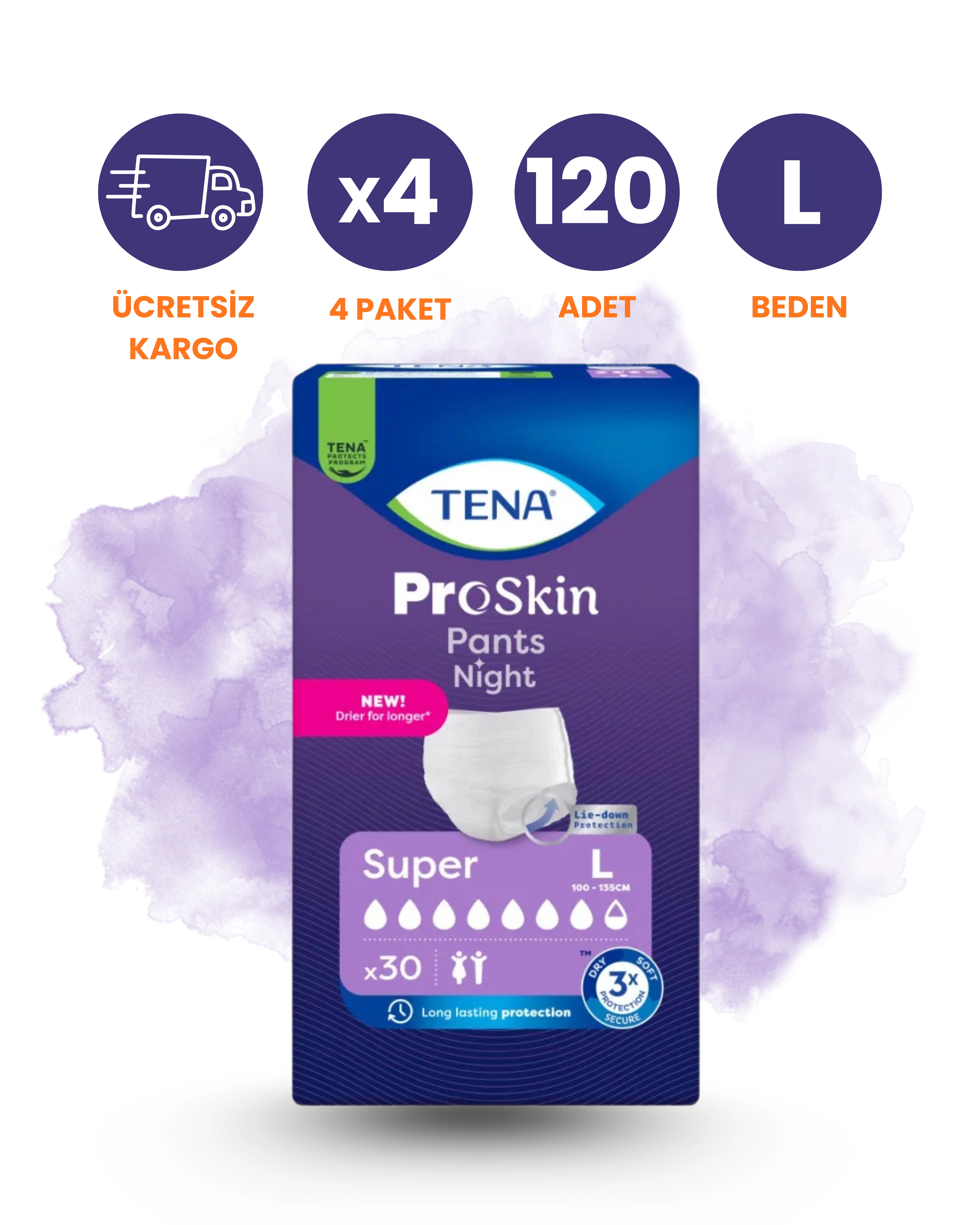 Tena Emici Külot Gece (L) 120 Adet