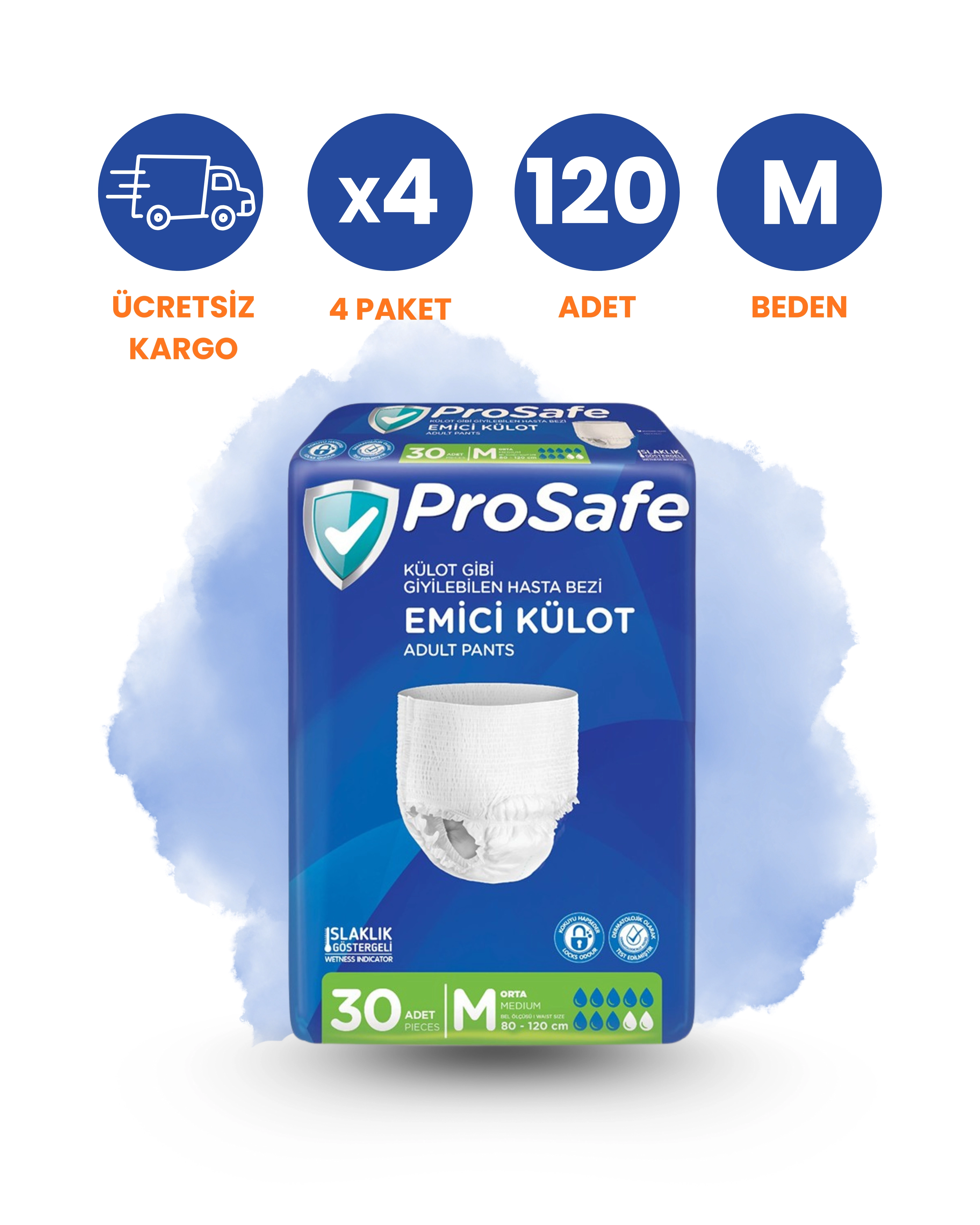 Prosafe Emici Külot Hasta Bezi (M) 120 Adet