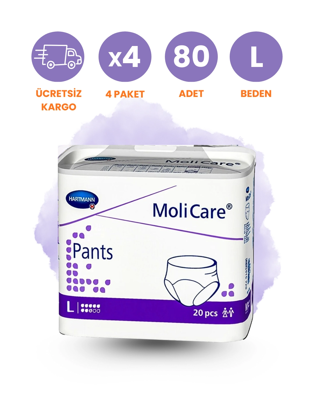 Molicare Emici Külot Hasta Bezi 8 Damla (L) 80 Adet