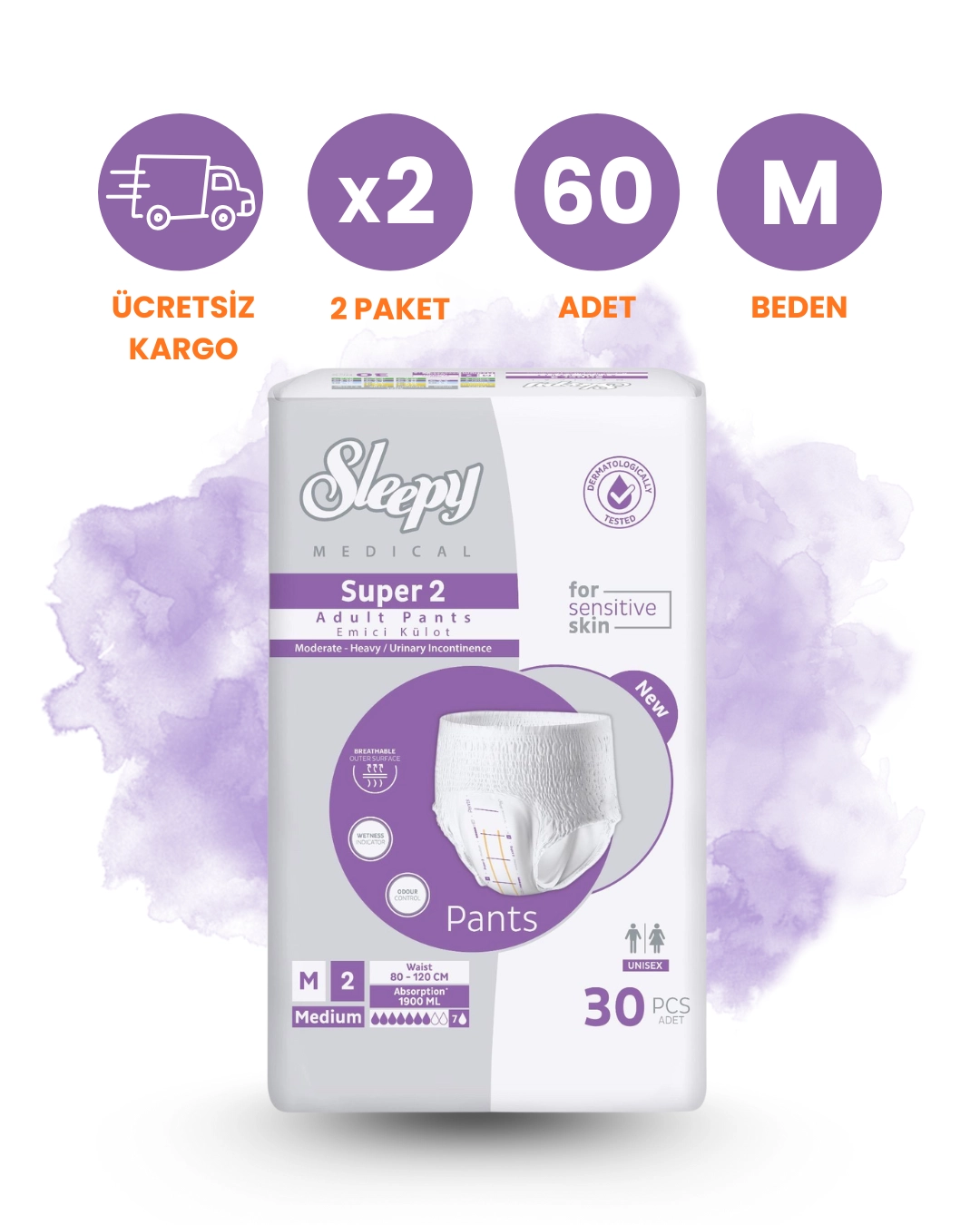 Sleepy Süper Emici Külot 7 Damla (M) 60 Adet