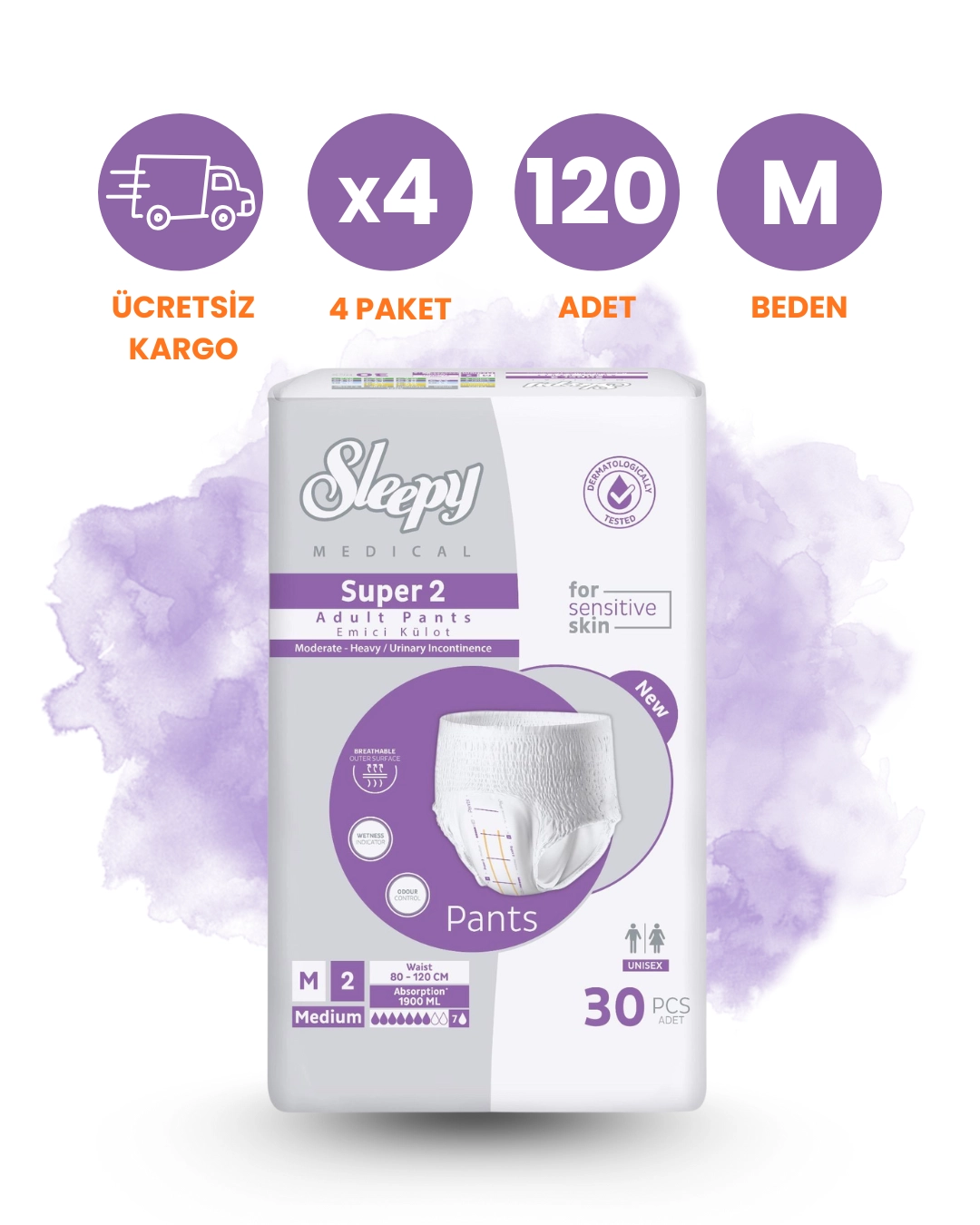 Sleepy Süper Emici Külot 7 Damla (M) 120 Adet