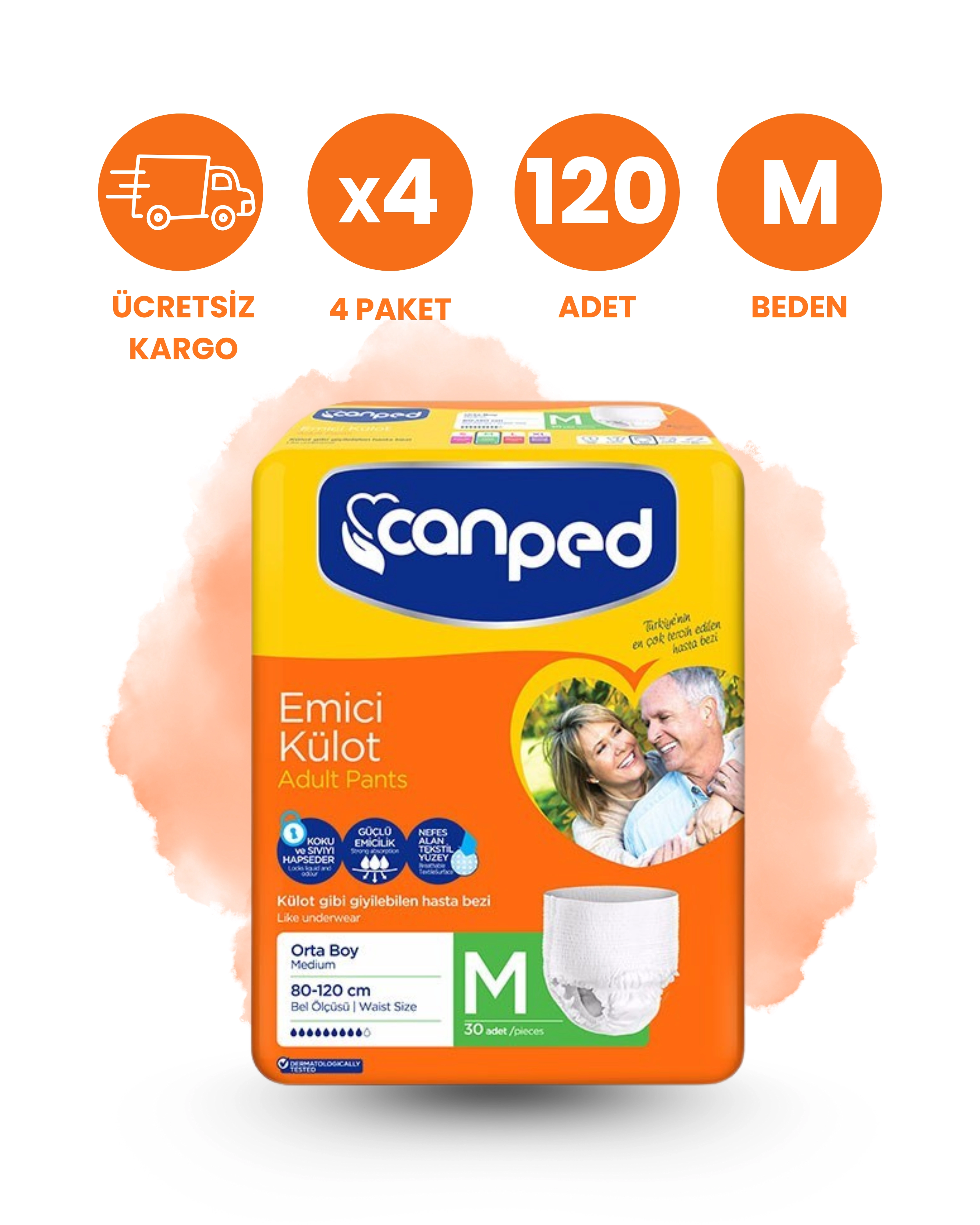 Canped Emici Külot Yetişkin Bezi (M) 120 Adet