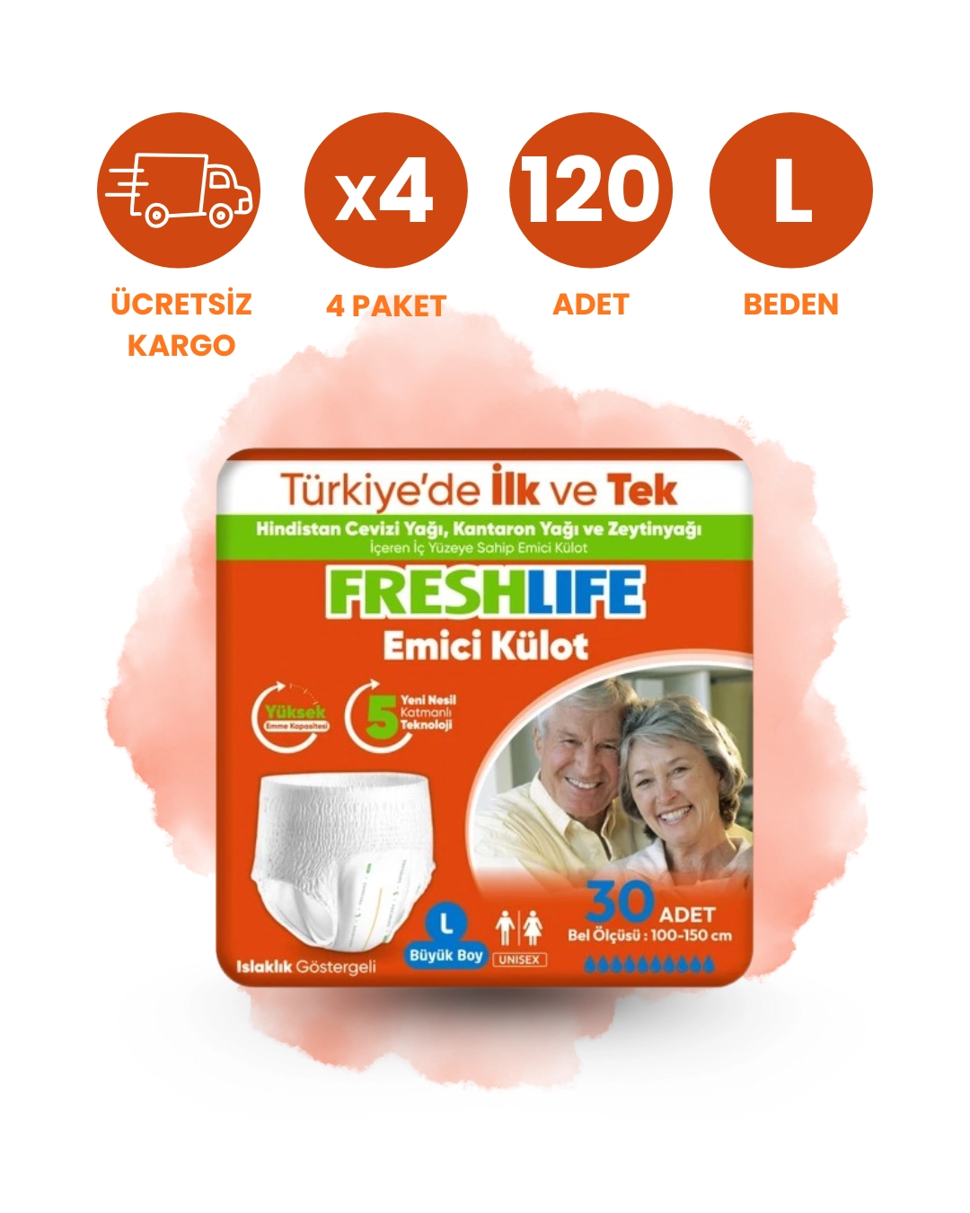 Freshlife Emici Külot Hasta Bezi (L) 120 Adet