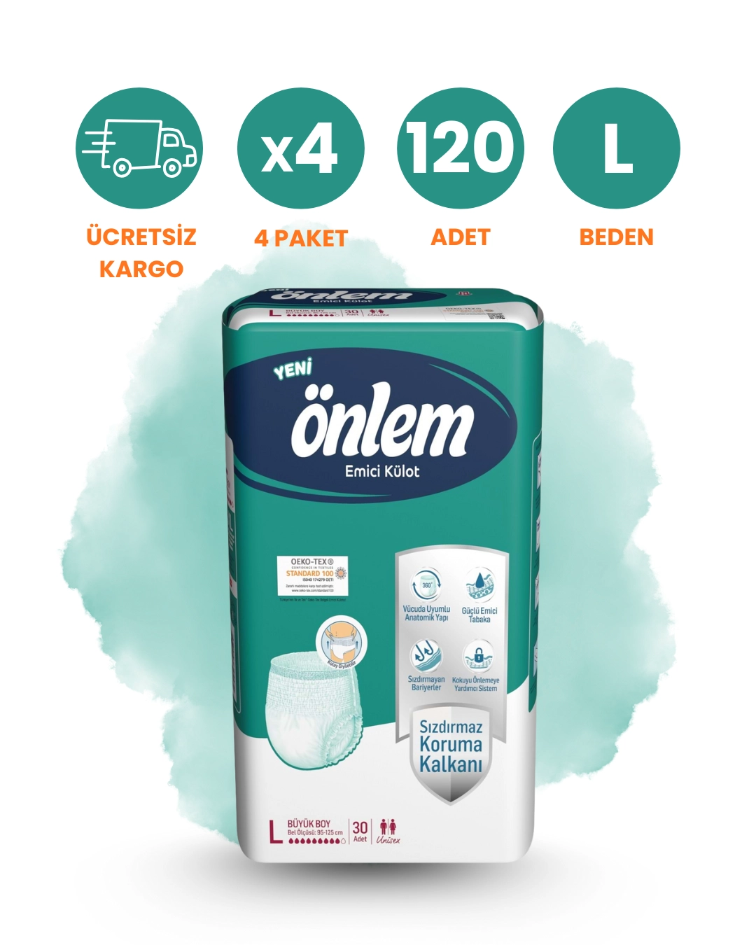  Önlem Külotlu Hasta Bezi Emici Külot (L) 120 Adet