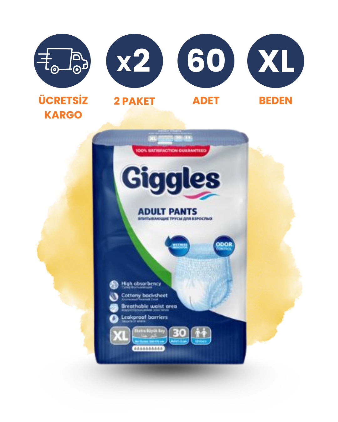 Giggles Emici Külot Hasta Bezi (XL) 60 Adet