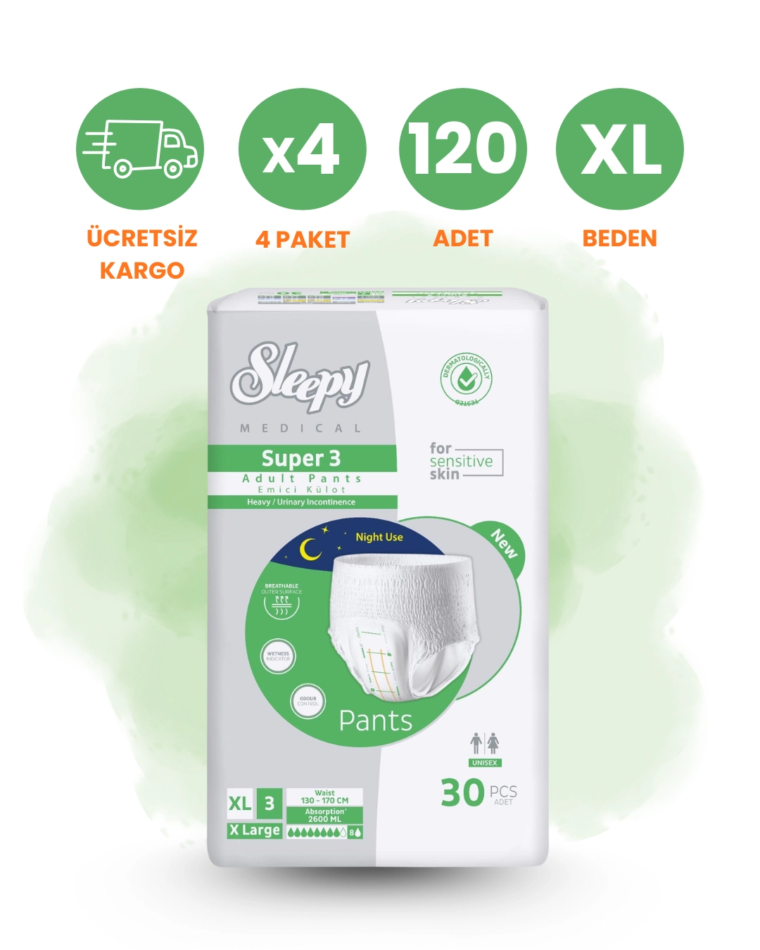 Sleepy Süper Emici Külot 8 Damla (XL) 120 Adet