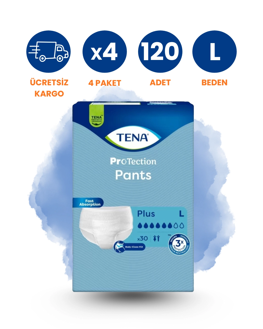 Tena Emici Külot Plus 6 Damla (L) 120 Adet