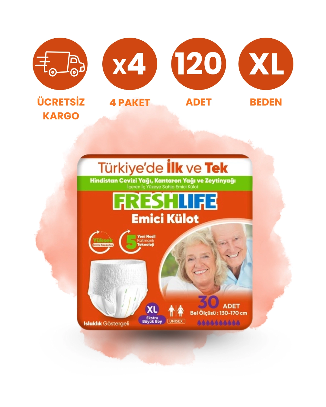 Freshlife Emici Külot Hasta Bezi (XL) 120 Adet
