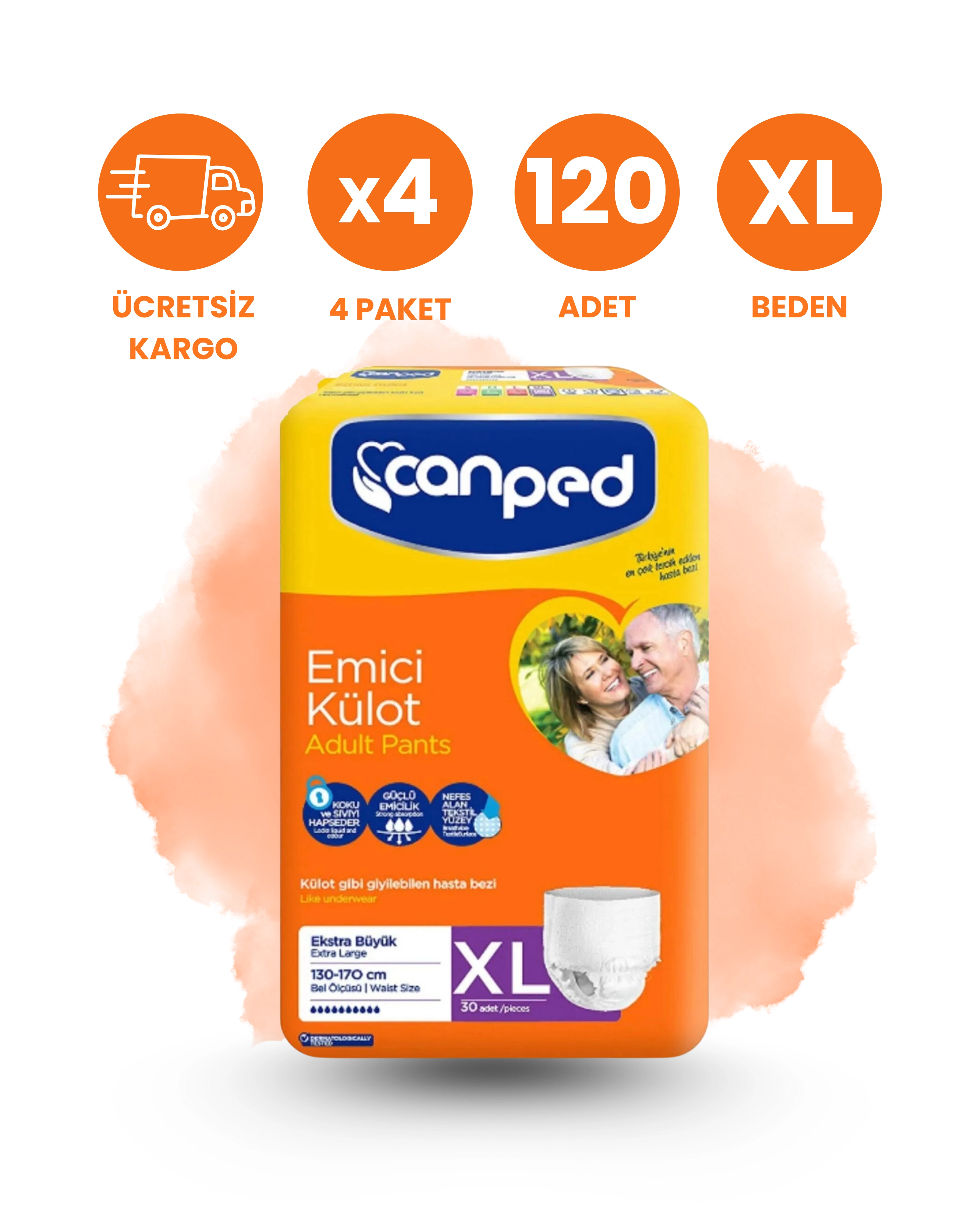 Canped Emici Külot Yetişkin Bezi (XL) 120 Adet