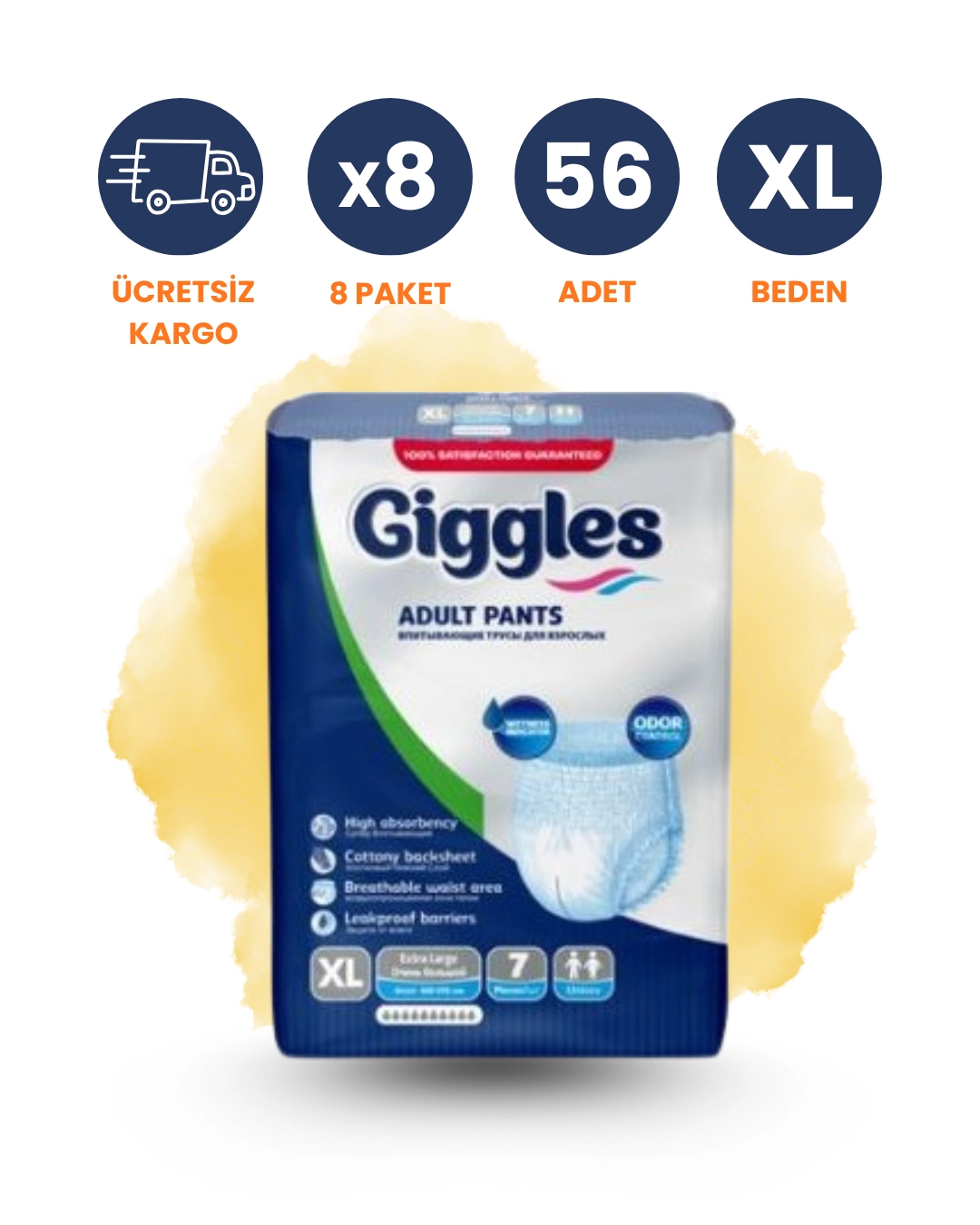 Giggles (XL) Külotlu Hasta Bezi Emici Külot 56 Adet