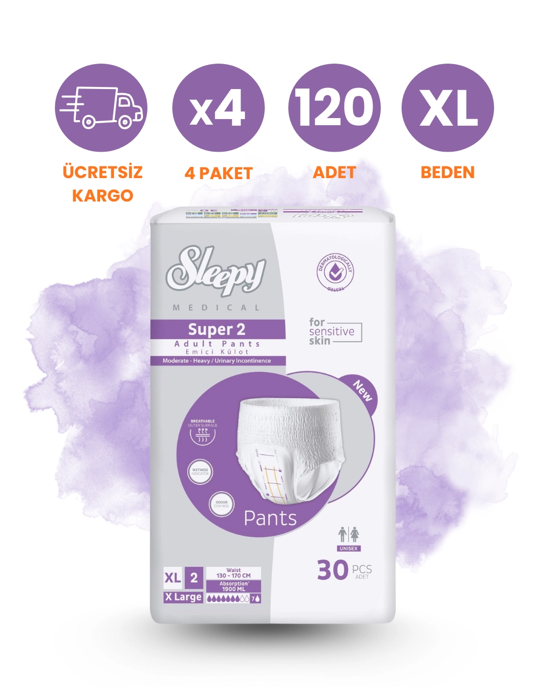 Sleepy Süper Emici Külot 7 Damla (XL) 120 Adet 