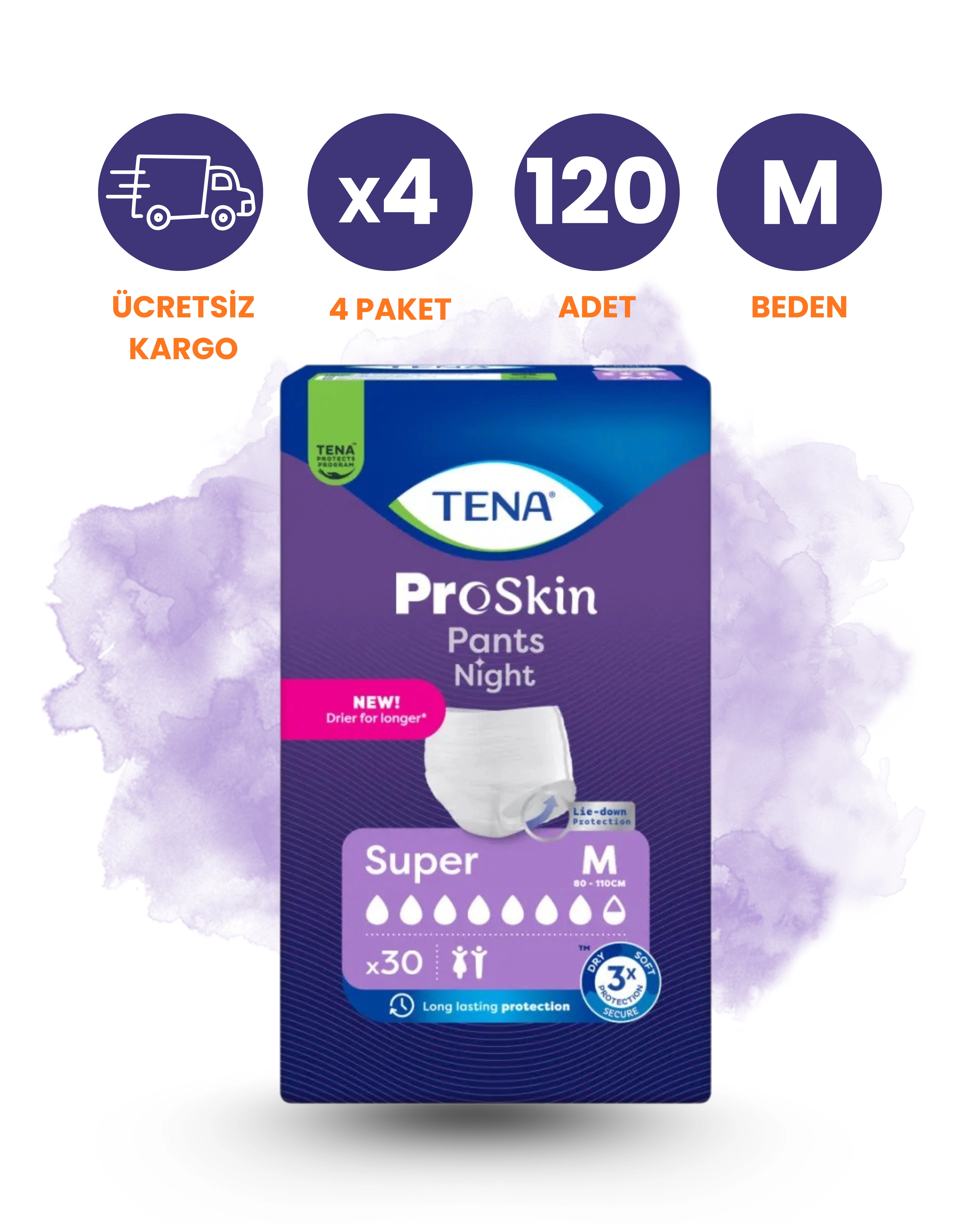 Tena Emici Külot Gece (M) 120 Adet