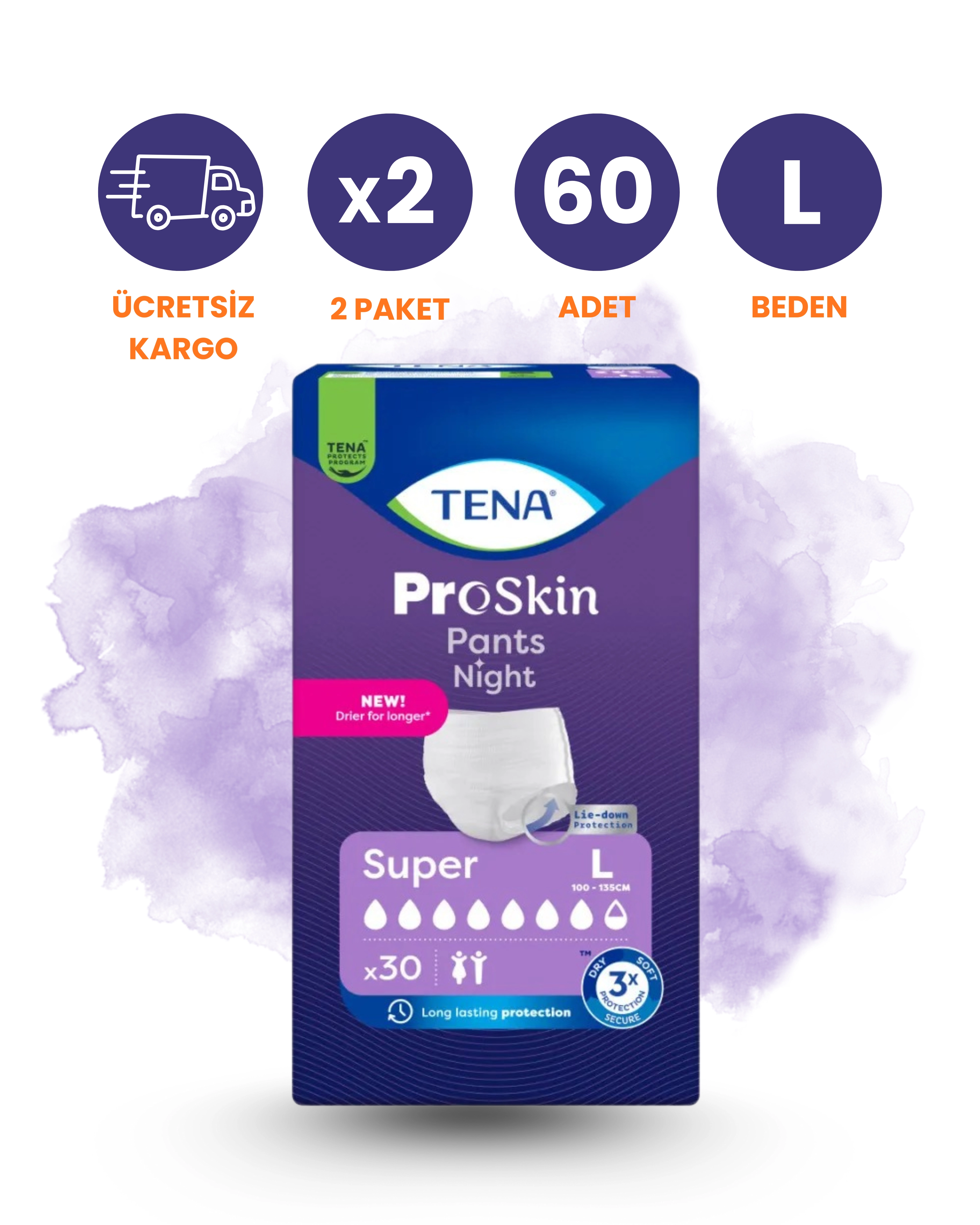 Tena Emici Külot Gece (L) 60 Adet