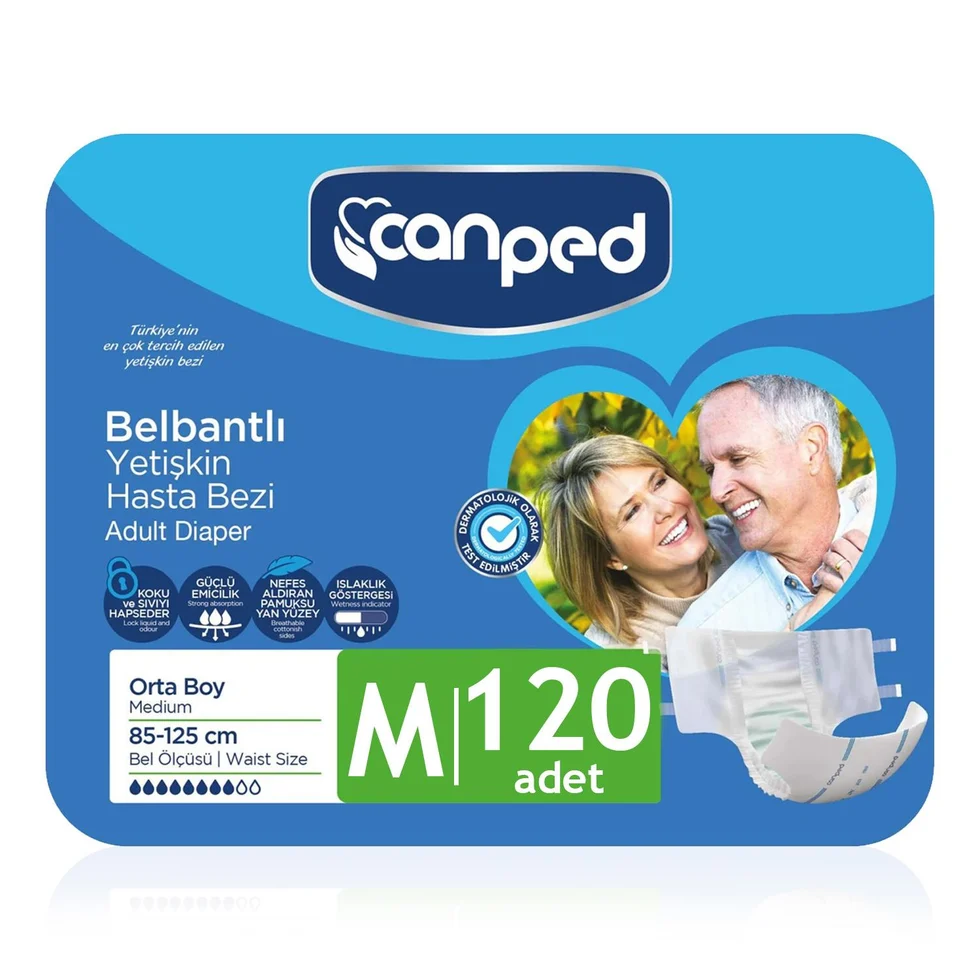 Canped Tekstil Yüzey Bel Bantlı Hasta Bezi (M) 120 Adet