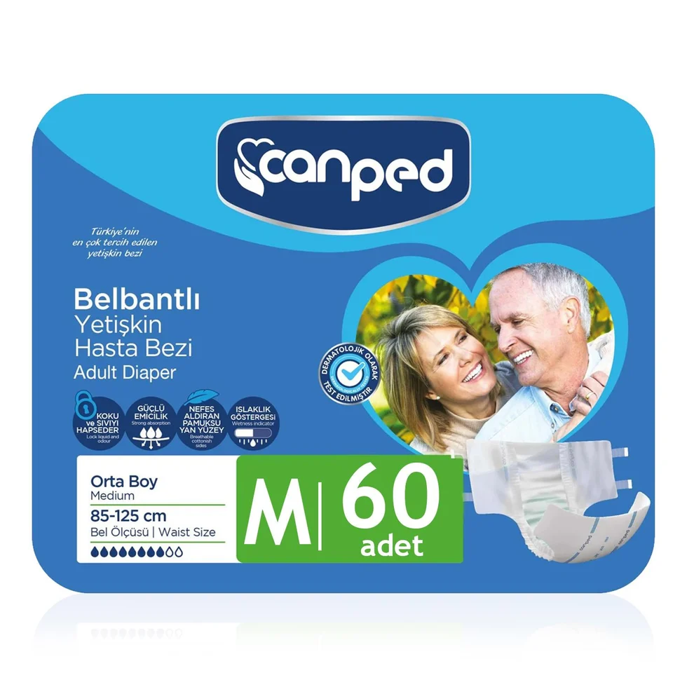 Canped Tekstil Yüzey Bel Bantlı Hasta Bezi (M) 60 Adet