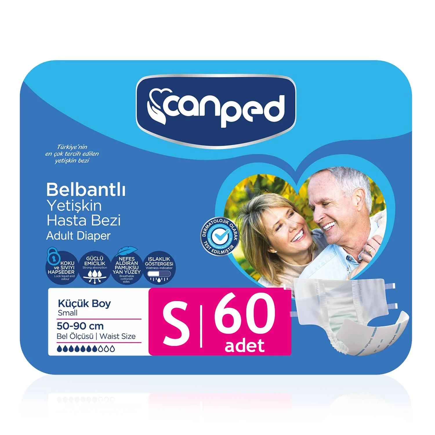 Canped Tekstil Yüzey Bel Bantlı Hasta Bezi (S) 60 Adet