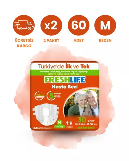 Freshlife Bel Bantlı Hasta Bezi (M) 60 Adet