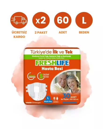 Freshlife Bel Bantlı Hasta Bezi (L) 60 Adet