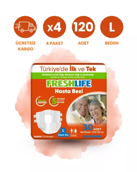 Freshlife Bel Bantlı Hasta Bezi (L) 120 Adet