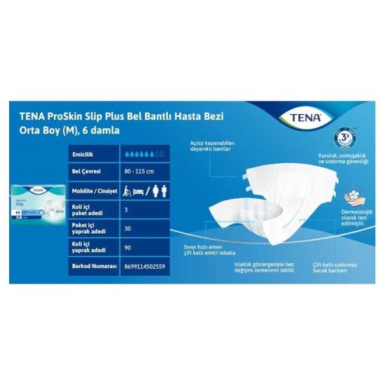 Tena Bel Bantlı Hasta Bezi 6 Damla (M) 90 Adet