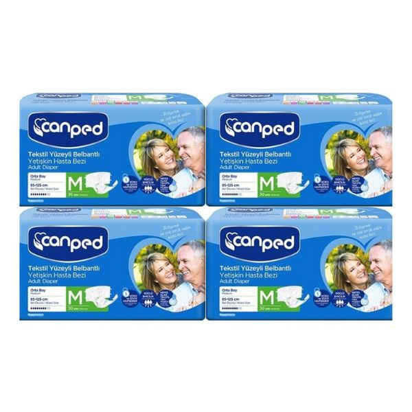 CANPED%20(M)%20Tekstil%20Yüzey%20Bel%20Bantlı%20Hasta%20Bezi%20120%20Adet