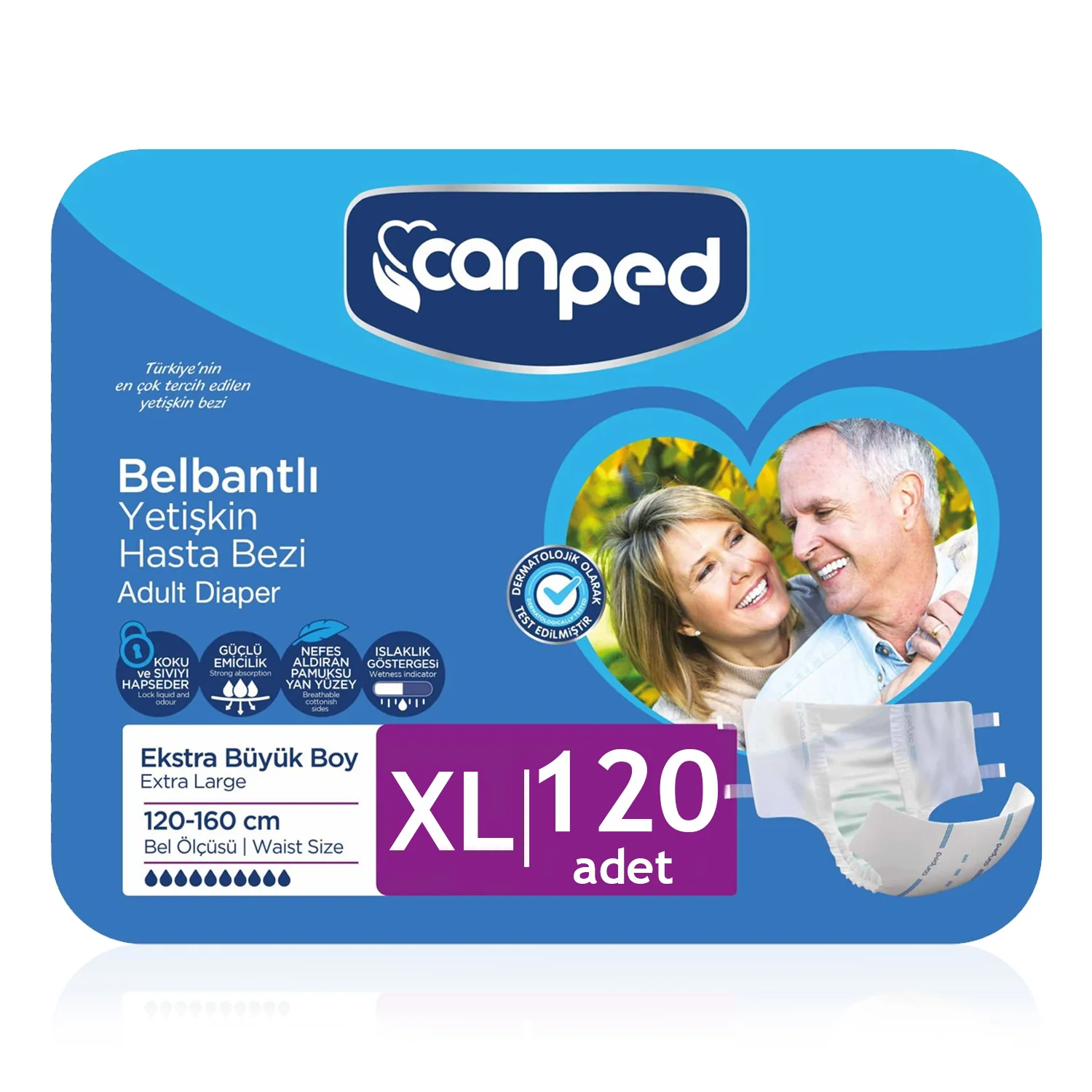 Canped Tekstil Yüzey Bel Bantlı Hasta Bezi (XL) 120 Adet