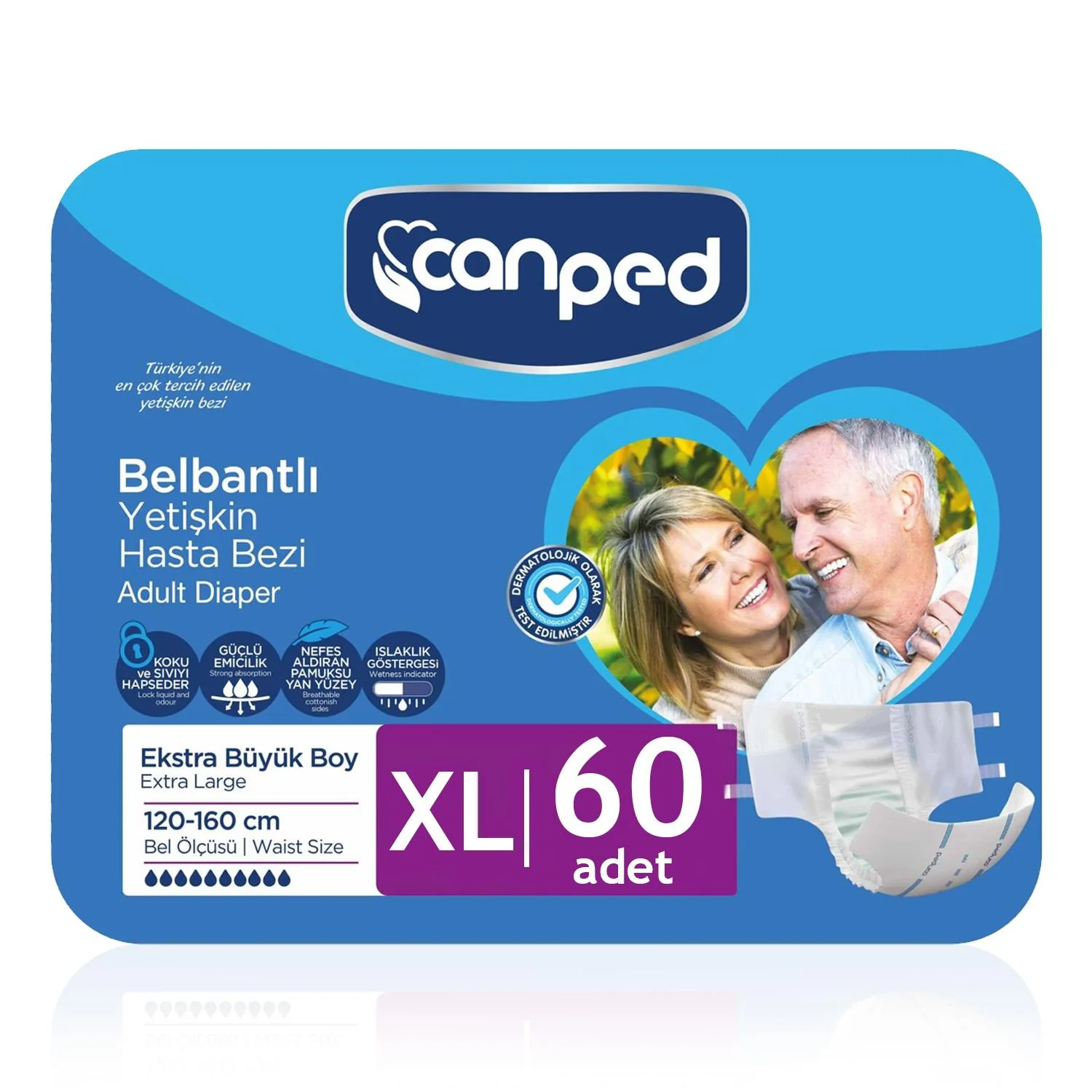 Canped Tekstil Yüzey Bel Bantlı Hasta Bezi (XL) 60 Adet